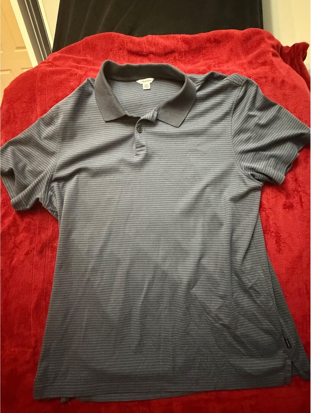 Calvin Klein Men's L/G Gray Striped Polo Shirt